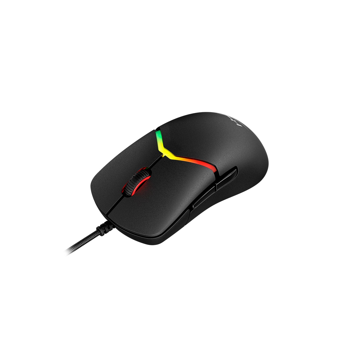 Side view of the black HyperX Pulsefire Saga gaming mouse