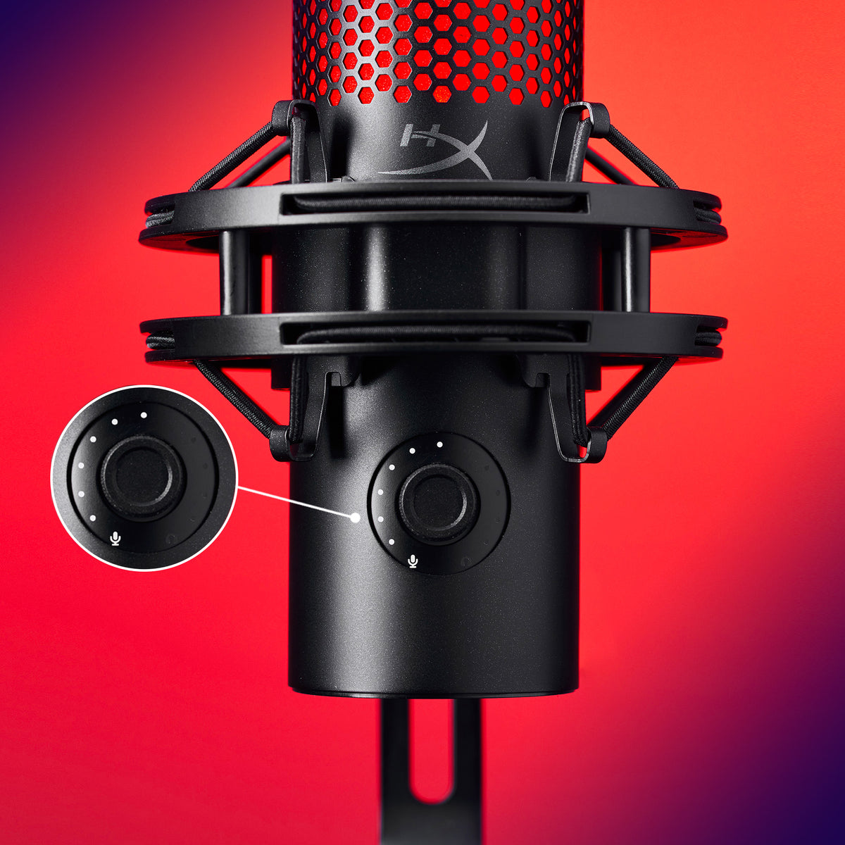 Multifunction control knob on the HyperX QuadCast 2 microphone